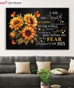 I Am The Daughter Of A King, Butterfly And Sunflower, Christian Wall Art Canvas