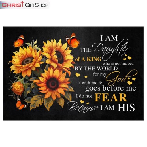 I Am The Daughter Of A King, Butterfly And Sunflower, Christian Wall Art Canvas