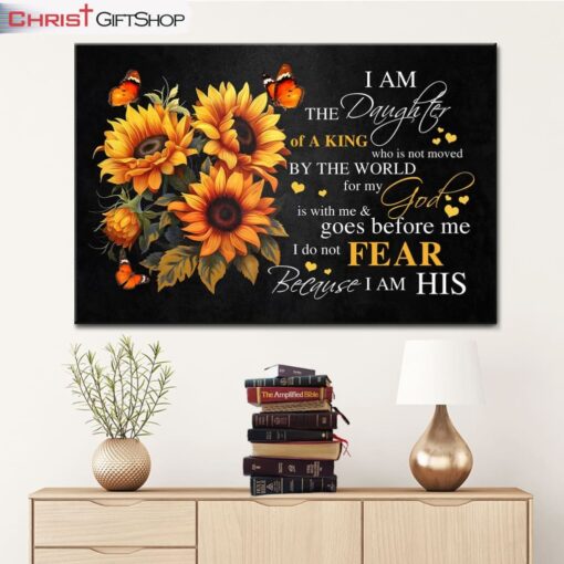 I Am The Daughter Of A King, Butterfly And Sunflower, Christian Wall Art Canvas