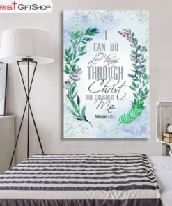 I Can Do All Things Through Christ, Bay Leaf, Bible Verse Wall Art Canvas