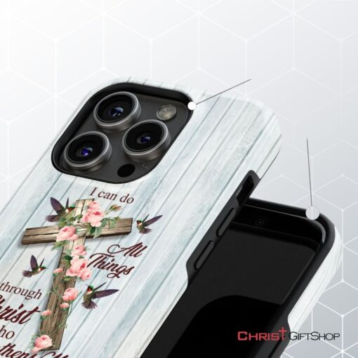 I Can Do All Things Through Christ, Cross With Flowers Phone Case