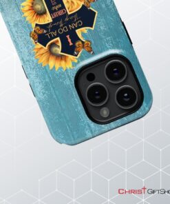 I Can Do All Things Through Christ, Sunflower, Butterfly, Cross Phone Case