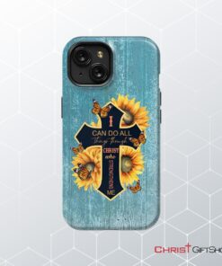 I Can Do All Things Through Christ, Sunflower, Butterfly, Cross Phone Case