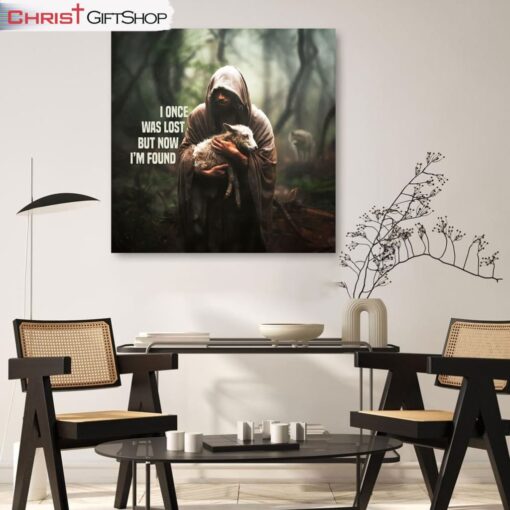 I Once Was Lost But Now I'm Found, Jesus, Wolf And Lamb Wall Art (Canvas and Poster )