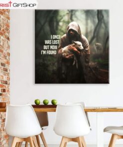 I Once Was Lost But Now I'm Found, Jesus, Wolf And Lamb Wall Art (Canvas and Poster )