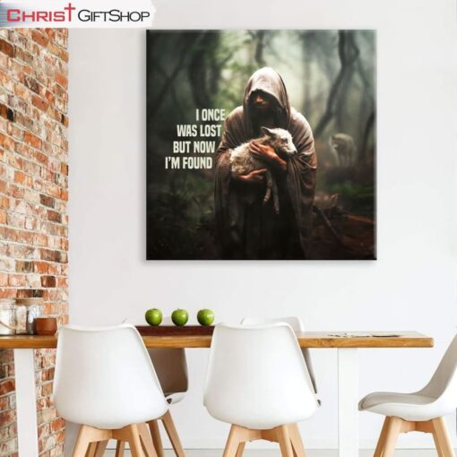 I Once Was Lost But Now I'm Found, Jesus, Wolf And Lamb Wall Art (Canvas and Poster )