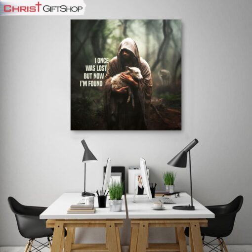 I Once Was Lost But Now I'm Found, Jesus, Wolf And Lamb Wall Art (Canvas and Poster )