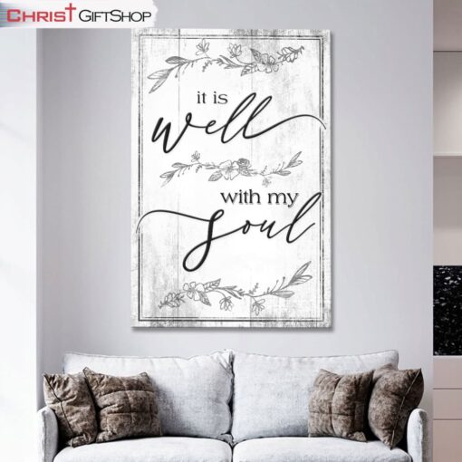 It Is Well With My Soul Canvas Print, Christian Hymn Lyrics Wall Art Canvas