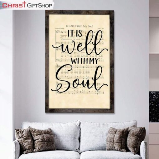 It Is Well With My Soul, Hymn Sheet Music Christian Wall Art Canvas and Poster