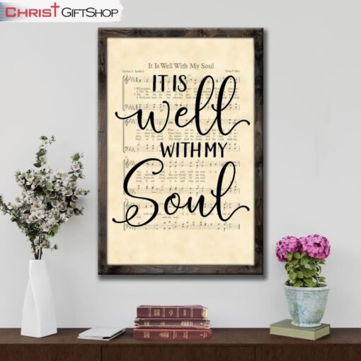 It Is Well With My Soul, Hymn Sheet Music Christian Wall Art Canvas and Poster