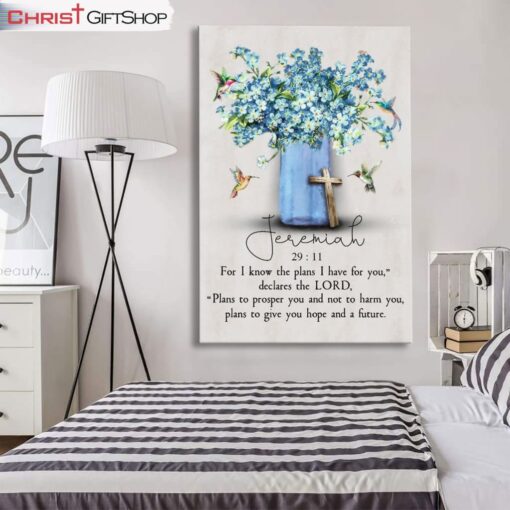 Jeremiah 2911 For I Know The Plans I Have For You, Hummingbird Flowers Wall Art Canvas