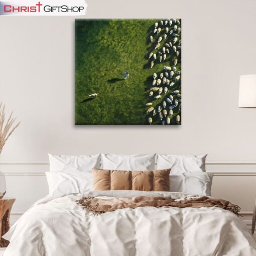 Jesus Chases The Lost Sheep Wall Art Canvas and Poster