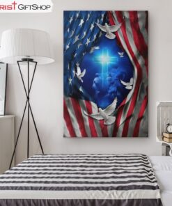 Jesus Lion American Flag Of Faith Wall Art Canvas