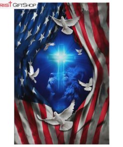 Jesus Lion American Flag Of Faith Wall Art Canvas