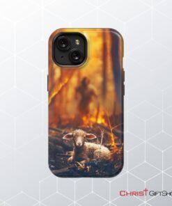 Jesus Rescues Lamb In The Fire Phone Case