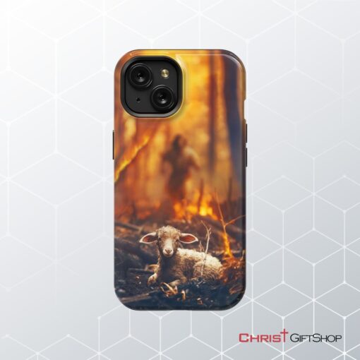 Jesus Rescues Lamb In The Fire Phone Case