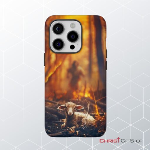 Jesus Rescues Lamb In The Fire Phone Case