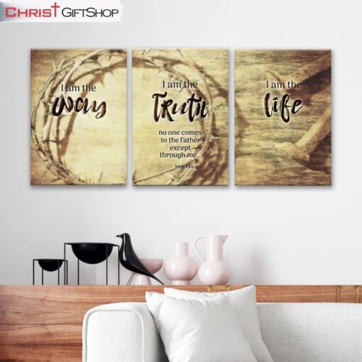 John 146 I Am The Way And The Truth And The Life 3 Panel Wall Art Canvas