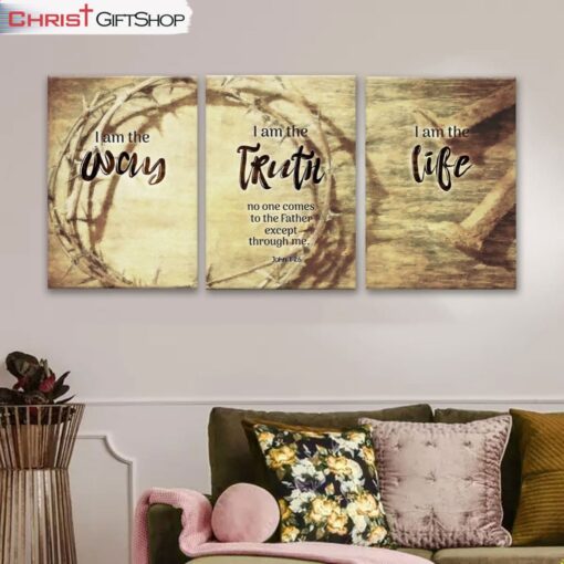 John 146 I Am The Way And The Truth And The Life 3 Panel Wall Art Canvas