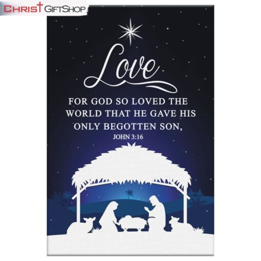 John 316 For God So Loved The World Christmas Christian Wall Art Canvas and Poster