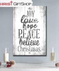 Joy Love Hope Peace Believe Christmas Wall Art Canvas and Poster Print