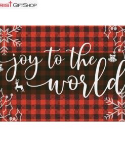 Joy To The World, Buffalo Plaid, Christian Christmas Wall Art Canvas