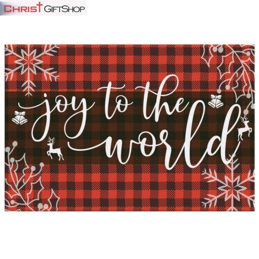 Joy To The World, Buffalo Plaid, Christian Christmas Wall Art Canvas