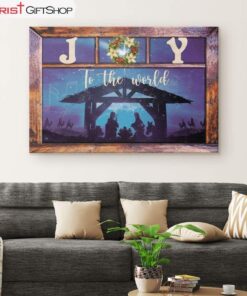 Joy To The World Jesus Born Christmas Wall Art Canvas