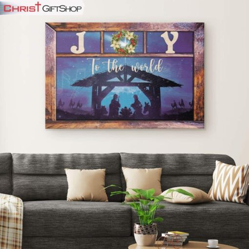 Joy To The World Jesus Born Christmas Wall Art Canvas