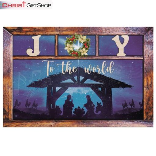 Joy To The World Jesus Born Christmas Wall Art Canvas