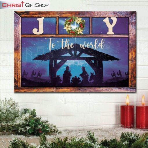 Joy To The World Jesus Born Christmas Wall Art Canvas