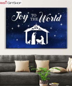 Joy To The World, Nativity Scene, Christmas Wall Art Canvas and Poster