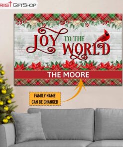 Joy To The World Personalized Custom Christmas Wall Art Canvas and Poster