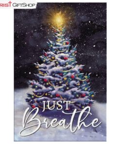 Just Breathe Christmas Tree Wall Art Canvas and Poster, Christian Christmas Decoration