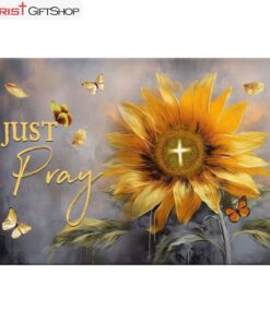 Just Pray Sunflower Butterfly Christian Wall Art Canvas