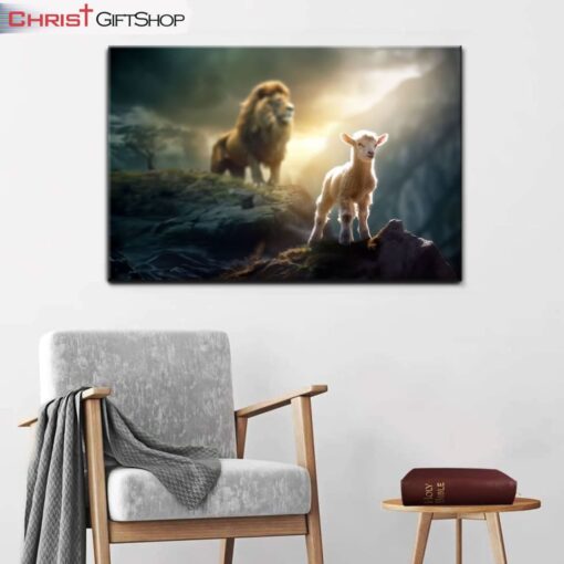 Lamb Is Bold Because Lion Is Near Christian Wall Art Canvas