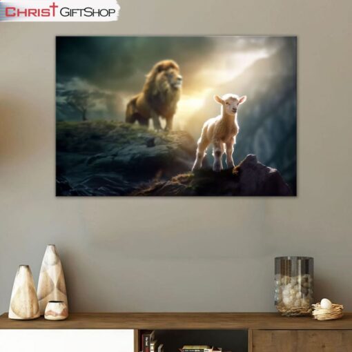 Lamb Is Bold Because Lion Is Near Christian Wall Art Canvas