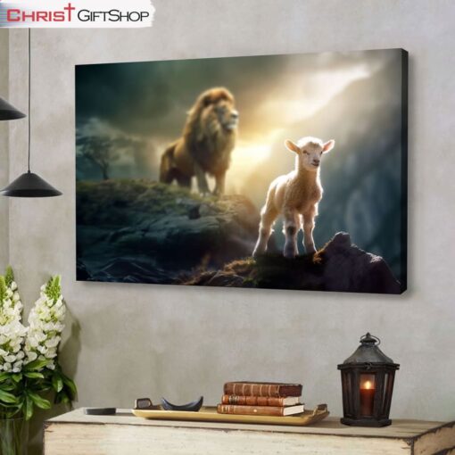 Lamb Is Bold Because Lion Is Near Christian Wall Art Canvas