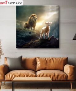 Lamb Is Bold Because Lion Is Near, Lion And Lamb Wall Art (Canvas and Poster )