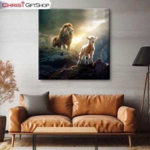 Lamb Is Bold Because Lion Is Near, Lion And Lamb Wall Art (Canvas and Poster )