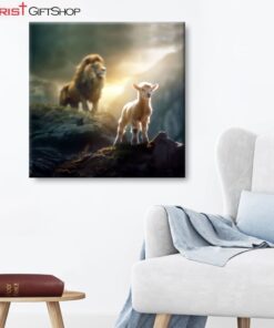 Lamb Is Bold Because Lion Is Near, Lion And Lamb Wall Art (Canvas and Poster )