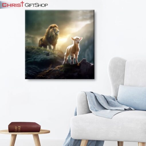 Lamb Is Bold Because Lion Is Near, Lion And Lamb Wall Art (Canvas and Poster )