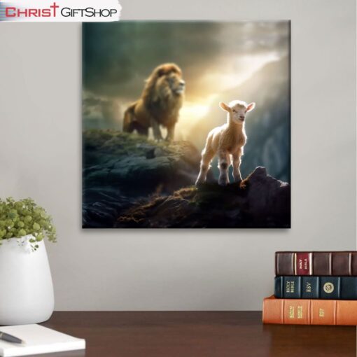 Lamb Is Bold Because Lion Is Near, Lion And Lamb Wall Art (Canvas and Poster )