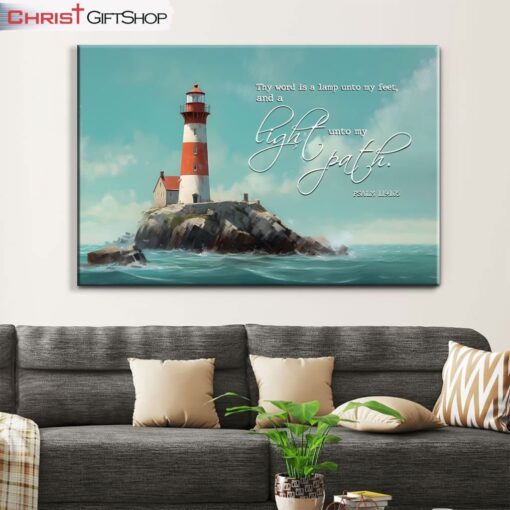 Lighthouse, Psalm 119105 Thy Word Is A Lamp Wall Art Canvas and Poster