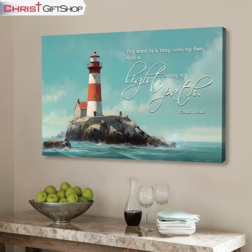 Lighthouse, Psalm 119105 Thy Word Is A Lamp Wall Art Canvas and Poster