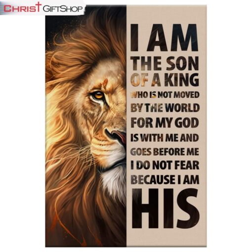 Lion Of Judah Canvas, I Am The Son Of A King Wall Art Decor