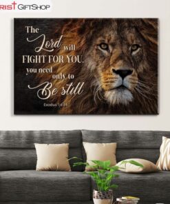 Lion Of Judah, Exodus 1414 The Lord Will Fight For You Wall Art Canvas