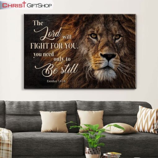 Lion Of Judah, Exodus 1414 The Lord Will Fight For You Wall Art Canvas