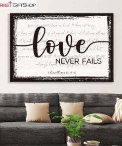 Love Never Fails 1 Corinthians 134-8 Wall Art Canvas and Poster Christian Gifts