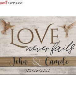 Love Never Fails Personalized Wall Art Canvas, Custom Christian Gifts